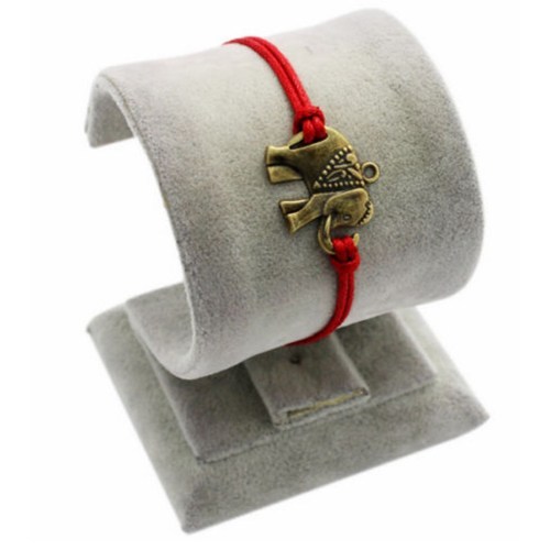 Bronze Elephant Pendant On Red Rope Bracelet_500x500